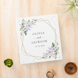 Purple Flowers, White Flowers, Boho, Wedding 3 Ring Binder