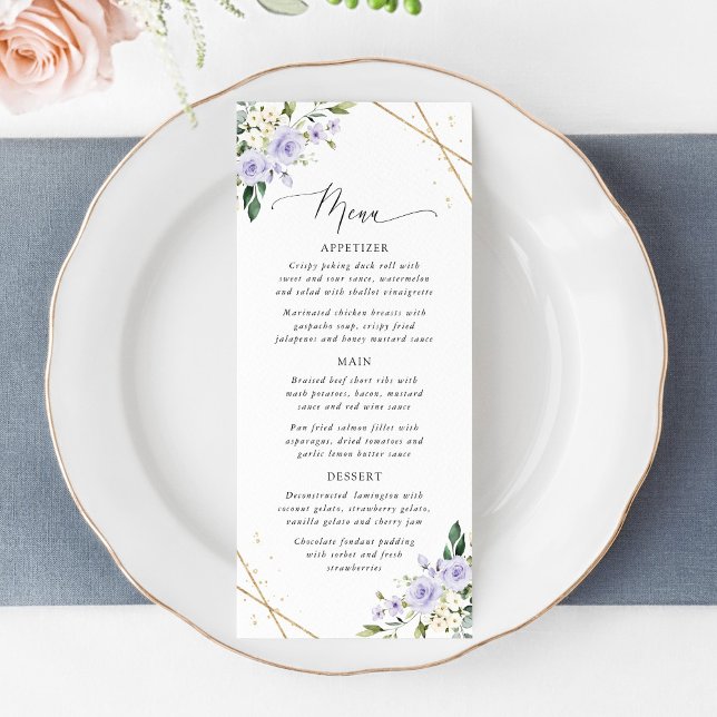 Purple Flowers, White Flowers, Boho, Wedding Menu (Creator Uploaded)