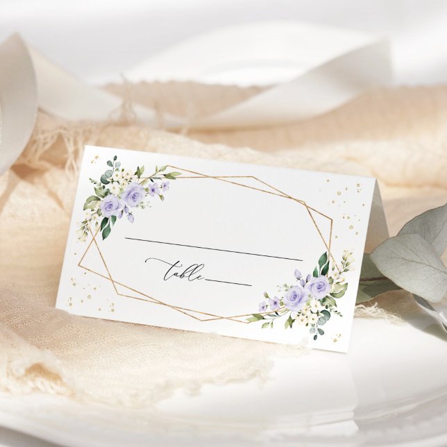 Purple Flowers, White Flowers, Boho, Wedding Place Card (Creator Uploaded)