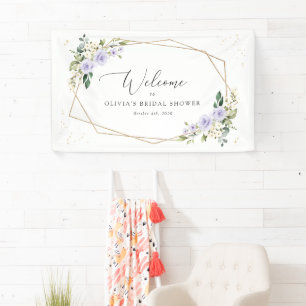 Purple Flowers, White Flowers, Bridal Welcome Banner