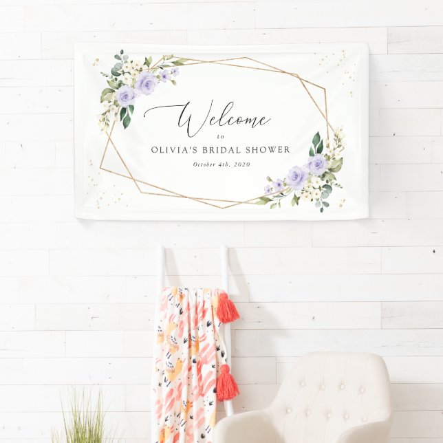 Purple Flowers, White Flowers, Bridal Welcome Banner (Insitu)