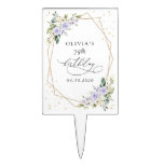 Purple Flowers, White Flowers, Greenery, Birthday Cake Topper