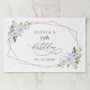 Purple Flowers, White Flowers, Greenery, Birthday Paper Pad