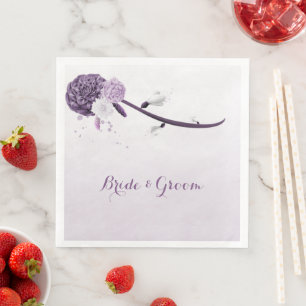 purple flowers white snowdrops botanical wedding paper dinner napkins