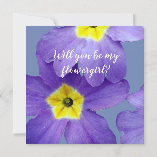 Purple Flowers   Will you be my flowergirl card (Front)