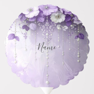 Purple Flowers with Dangling Pearls Balloon