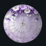 Purple Flowers with Dangling Pearls Dartboard<br><div class="desc">Beautiful Purple Flowers with Dangling Pearls Dartboard</div>