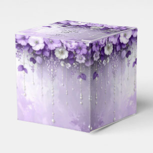 Purple Flowers with Dangling Pearls Favor Box