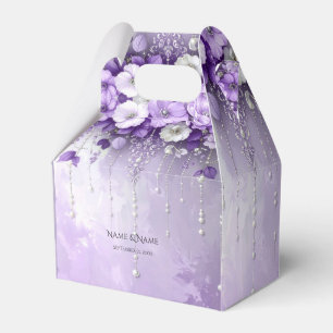 Purple Flowers with Dangling Pearls Favor Box