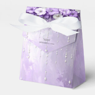 Purple Flowers with Dangling Pearls Favor Box
