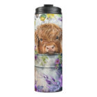 Purple Flowers with Highland Cow