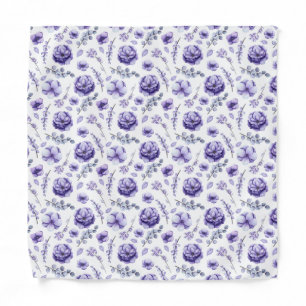 Purple Flowers With Leaves Bandana