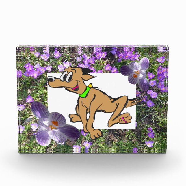 Purple Flowers with striped crocuses Photo Block (Front)