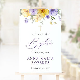Purple Flowers, Yellow Flowers, Baptism Welcome Foam Board