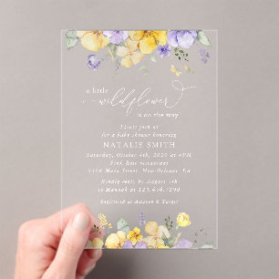 Purple Flowers, Yellow Flowers, Boho, Baby Shower Acrylic Invitations
