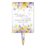 Purple Flowers, Yellow Flowers, Boho, Baby Shower Cake Topper
