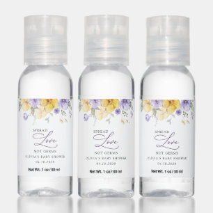 Purple Flowers, Yellow Flowers, Boho, Baby Shower Hand Sanitizer