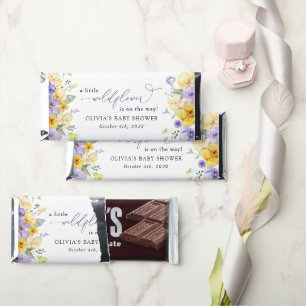 Purple Flowers, Yellow Flowers, Boho, Baby Shower Hershey Bar Favors