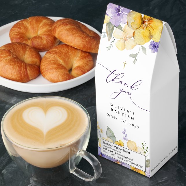 Purple Flowers, Yellow Flowers, Boho, Baptism Roasted Coffee (Breakfast)