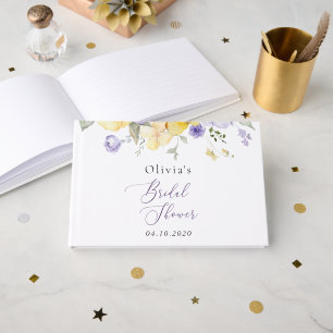 Purple Flowers, Yellow Flowers, Bridal Shower Guest Book