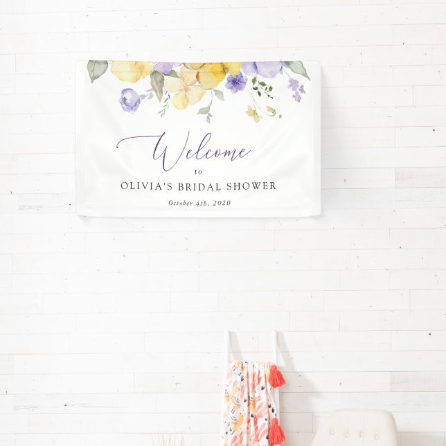 Purple Flowers, Yellow Flowers, Bridal Welcome Banner (Insitu)