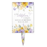 Purple Flowers, Yellow Flowers, First Birthday Cake Topper