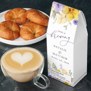 Purple Flowers, Yellow Flowers, Greenery, Wedding Roasted Coffee