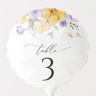 Purple Flowers, Yellow Flowers, Table Numbers Balloon