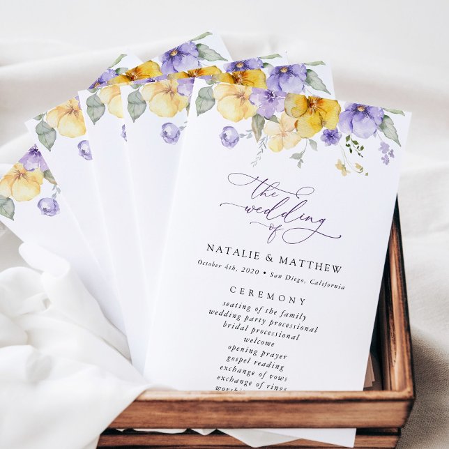 Purple Flowers, Yellow Flowers, Wedding Program (Creator Uploaded)