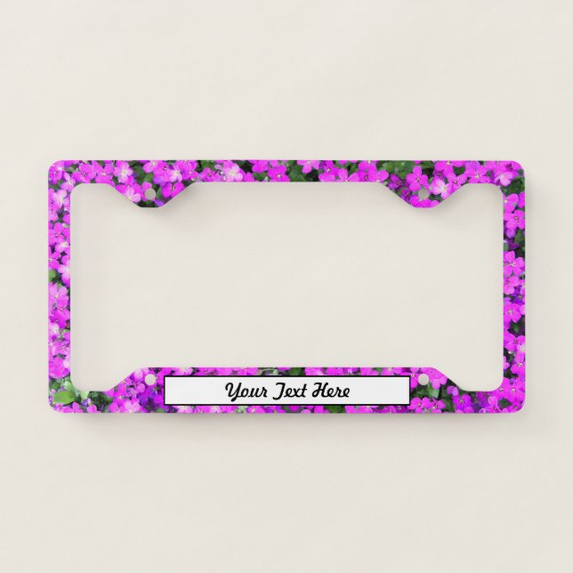Purple Flowrers and Your Text License Plate Frame (Front)