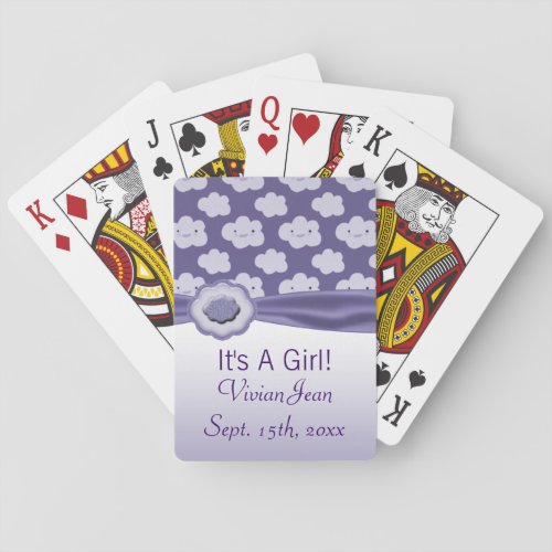 Purple Fluffy Clouds Baby Shower Poker Cards