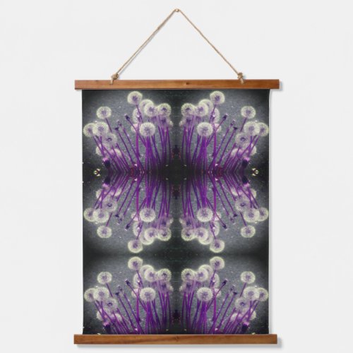 Purple Fluffy Dandelions Abstract Flowers  Hanging Tapestry
