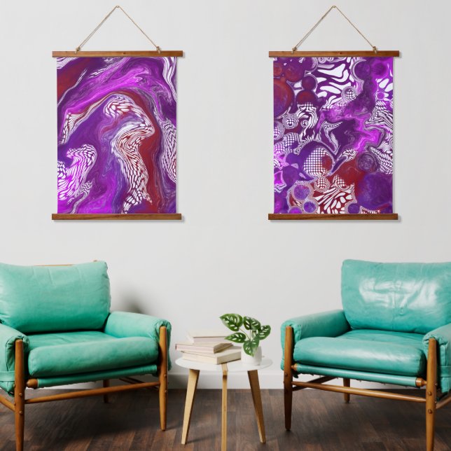 Purple Fluid Art Hanging Tapestry (Living Room)