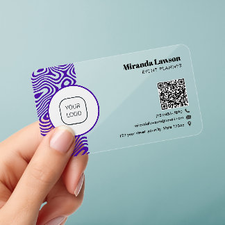 Purple fluidic Stripe Creative Minimalist Clear Business Cards