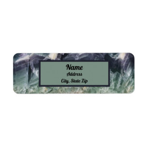 Purple Fluorite Crystal Elegant Gemstone Label