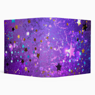 Purple foil background with Stars 3 Ring Binder