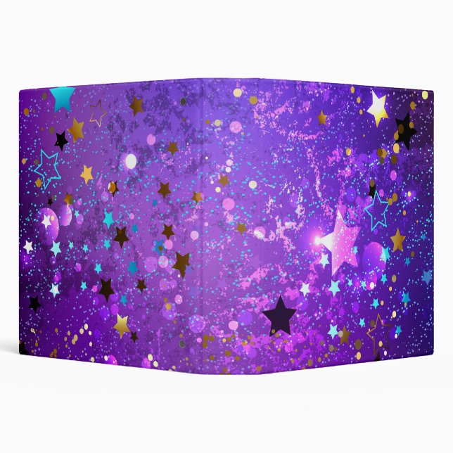 Purple foil background with Stars 3 Ring Binder (Background)