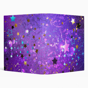 Purple foil background with Stars 3 Ring Binder