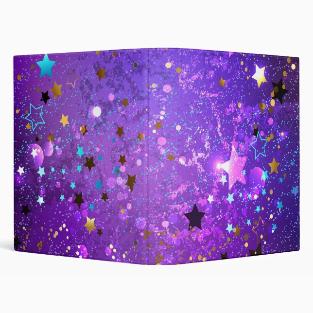 Purple foil background with Stars 3 Ring Binder (Background)