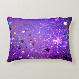 Purple foil background with Stars Accent Pillow