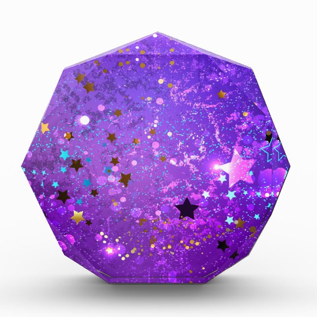 Purple foil background with Stars Acrylic Award (Front)