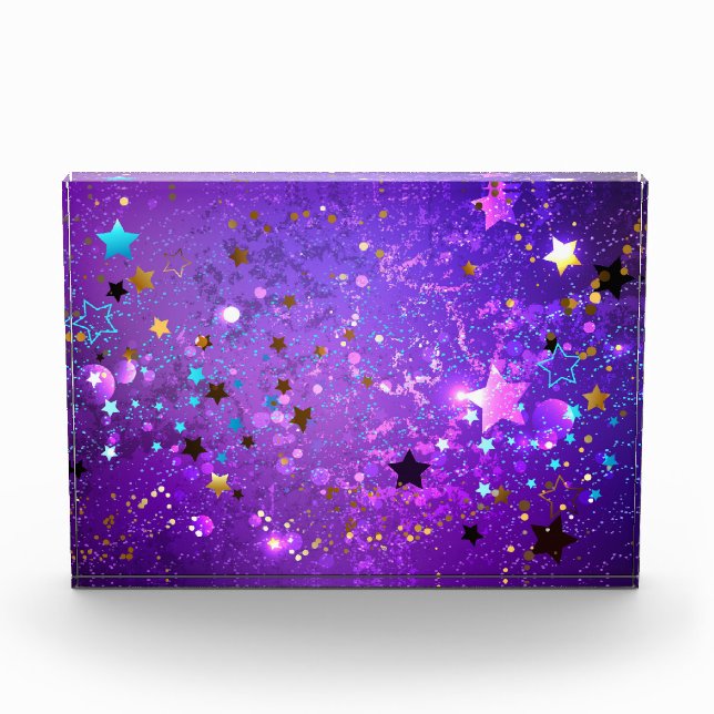 Purple foil background with Stars Acrylic Award (Front)