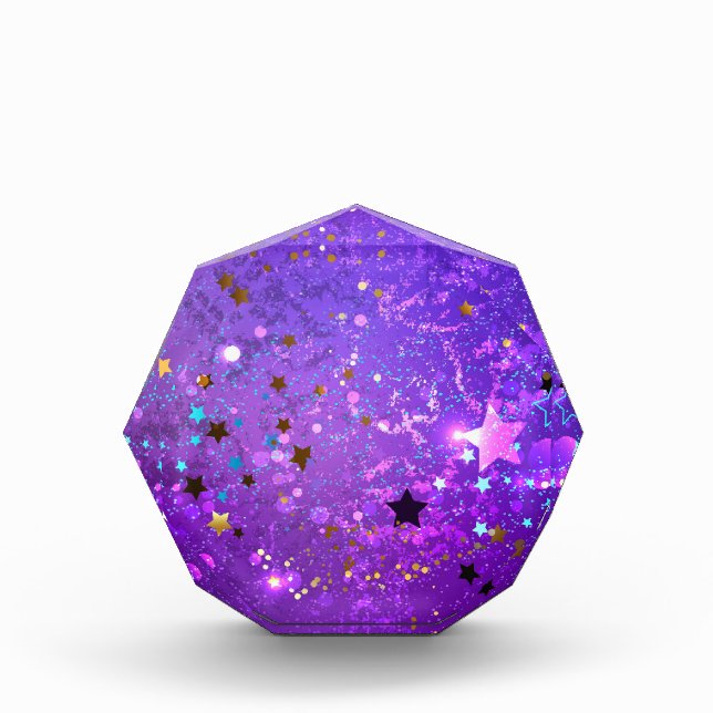Purple foil background with Stars Acrylic Award (Front)