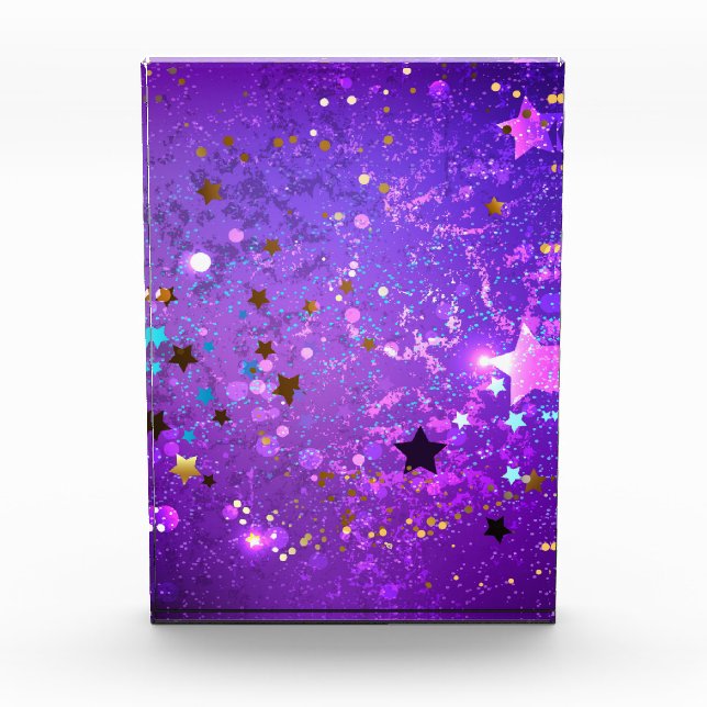 Purple foil background with Stars Acrylic Award (Front)