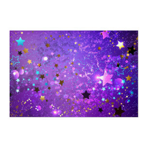 Purple foil background with Stars Acrylic Print