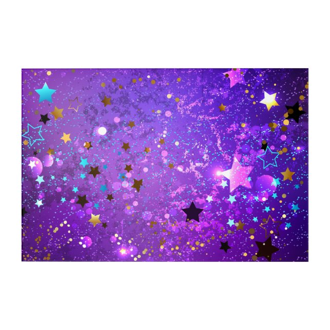 Purple foil background with Stars Acrylic Print (Front)