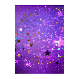Purple foil background with Stars Acrylic Print