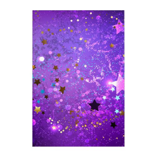 Purple foil background with Stars Acrylic Print