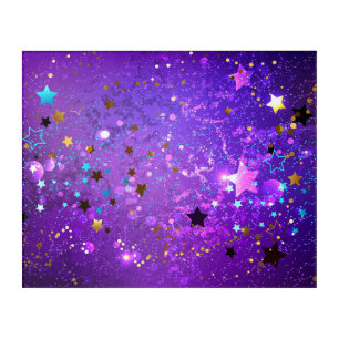 Purple foil background with Stars Acrylic Print
