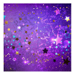 Purple foil background with Stars Acrylic Print